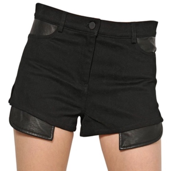 Alexander Wang Pants - T ALEXANDER WANG Black Denim Shorts leather trim